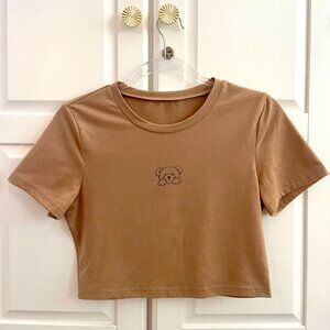 Brown/Tan Bear Cropped T-shirt